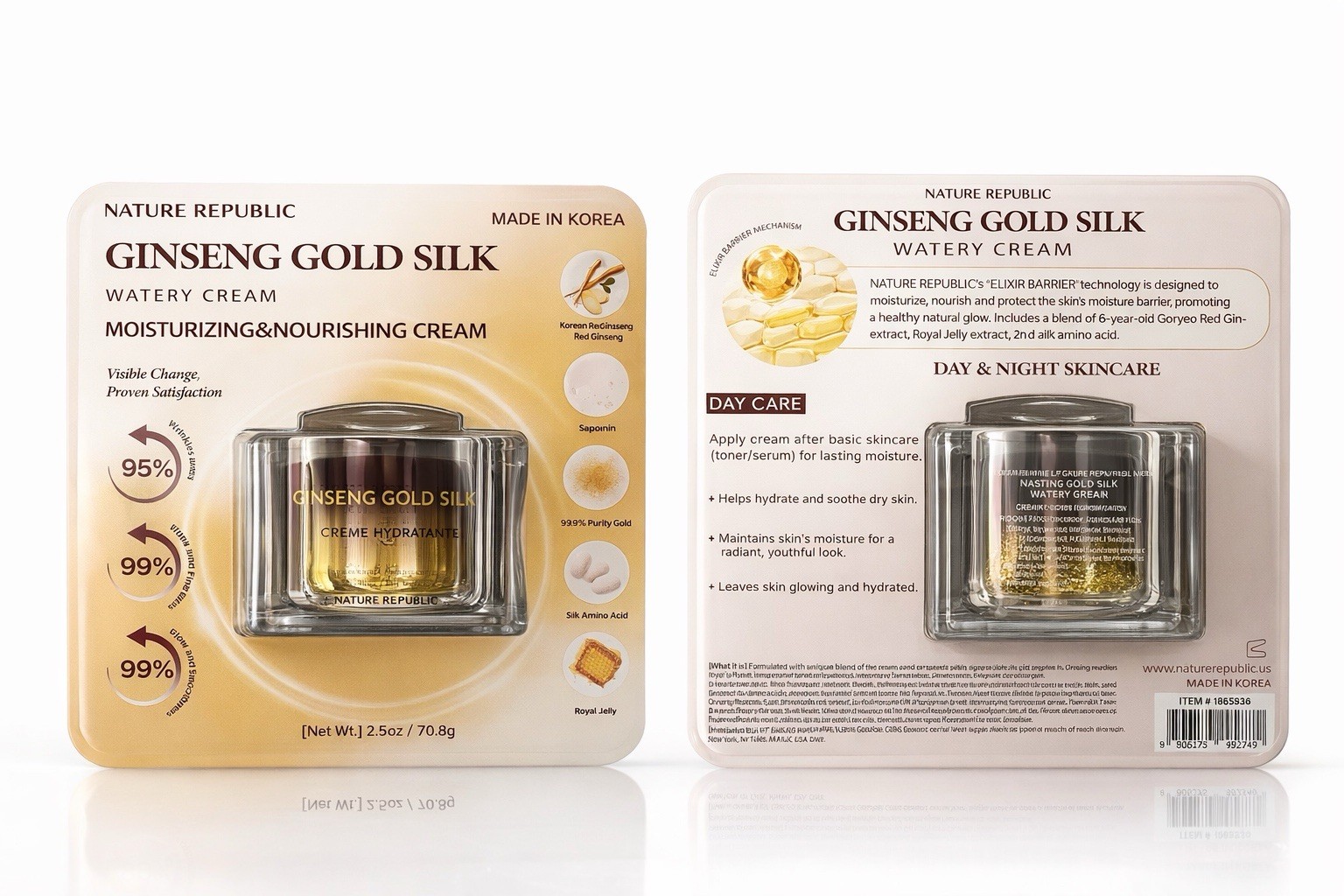 Nature Republic Ginseng Gold Silk Watery Cream 2.50z/70.8g Exp:07/2028