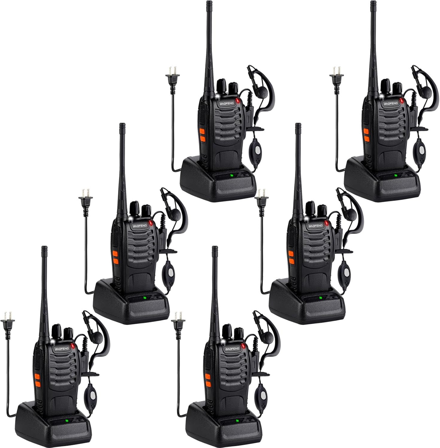 6 BAOFENG Walkie Talkies 888S 6Earpiece UHF 16 Channel Handheld Two Way Radios 6 BAOFENG Walkie Talkies 888S 6Earpiece UHF 16 Channel Handheld Two Way Radios