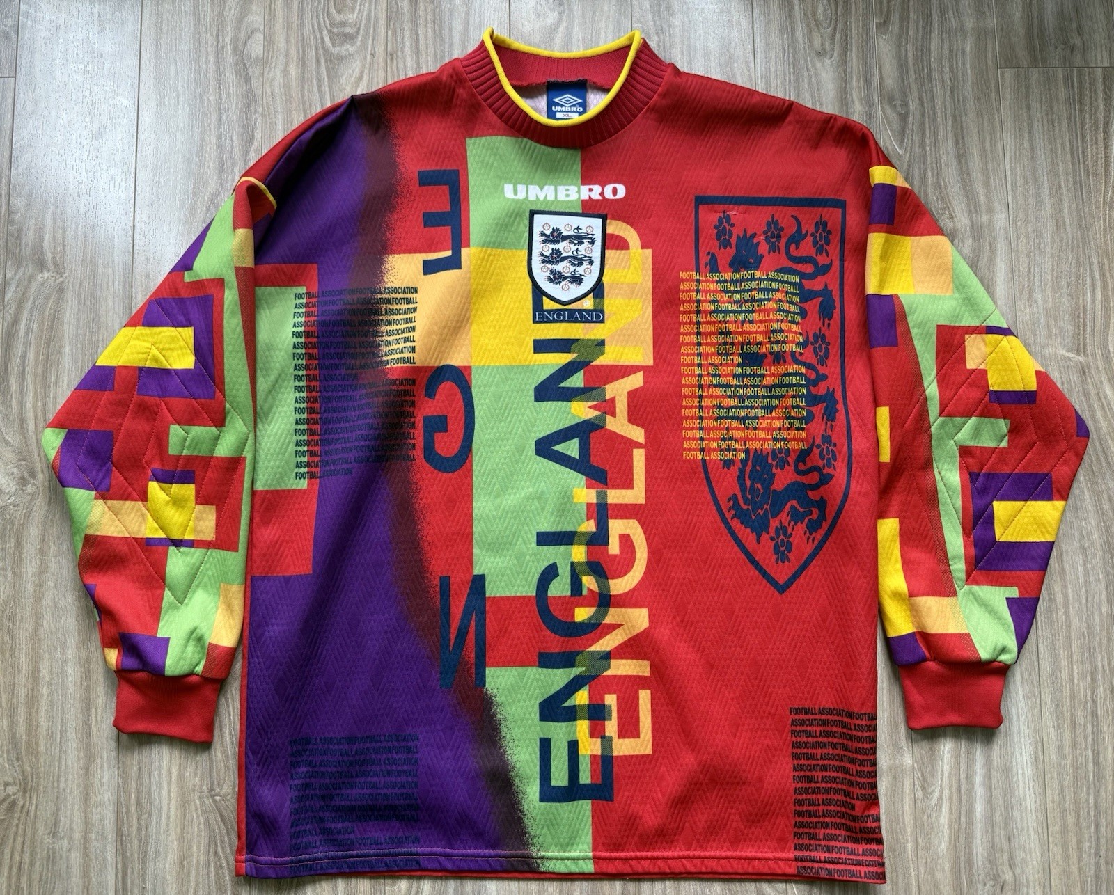 Vintage 1996/97 England National Team Euro Umbro Skittles Goalie GK Jersey XL