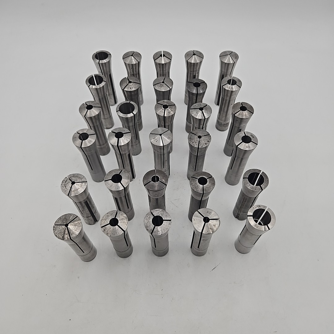 Lot of 30 R8 ROUND COLLETS, Brideport, Enco MFg Co, etc. *READ* for known sizes