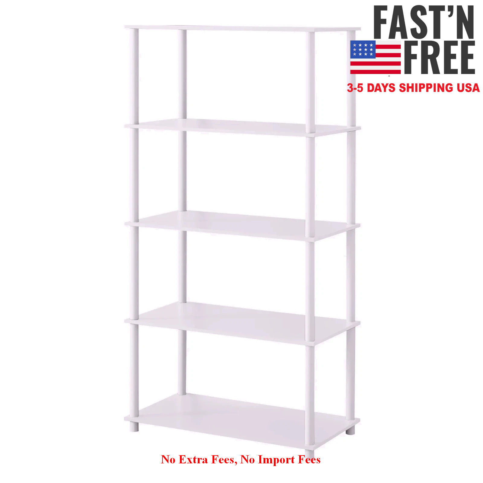 [HOT SALE] Mainstays No Tools 5-Shelf Bookcase, White, NEW USA 