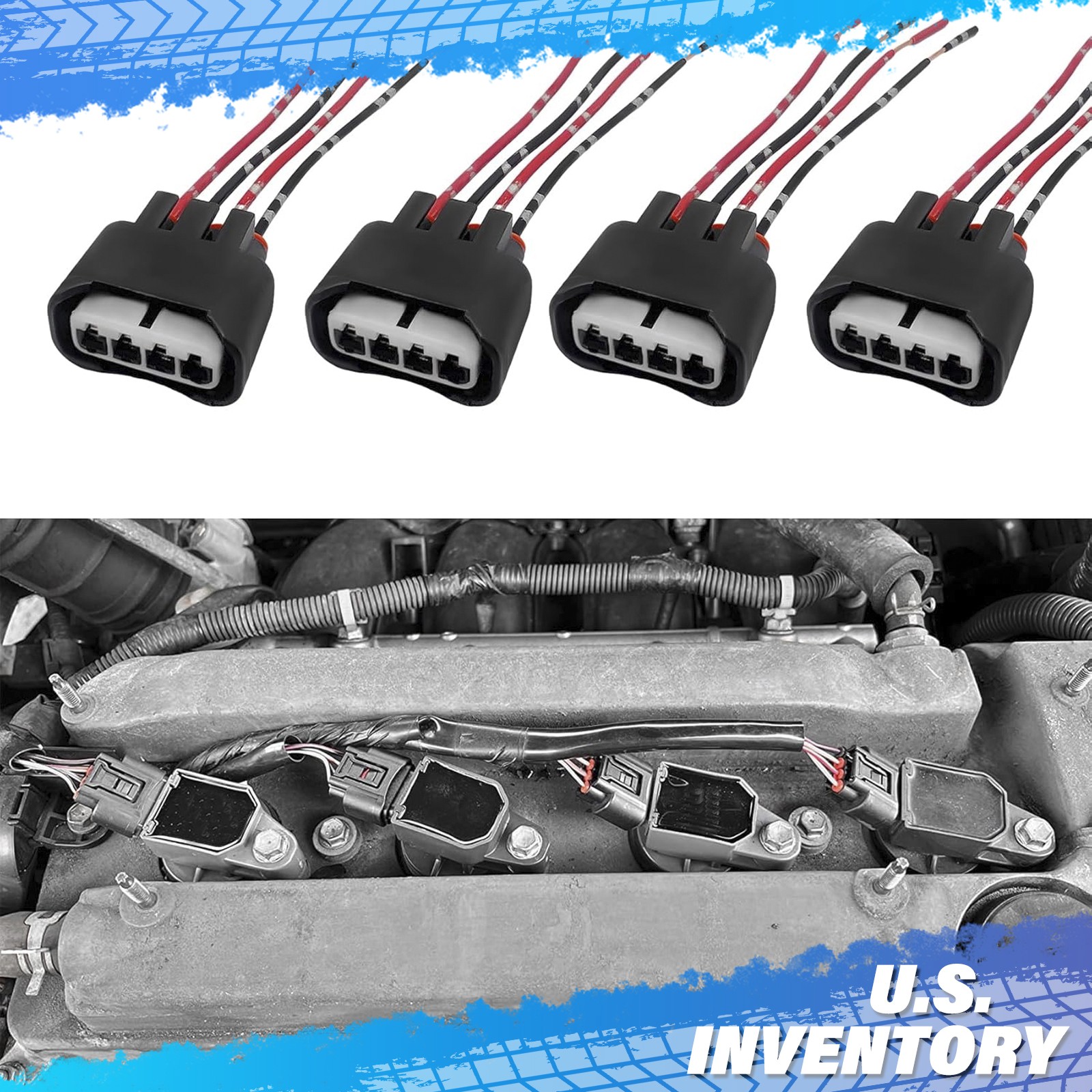 Ignition Coil Female Connector Plug Harness 4PCS For 2002-2010 Toyota Camry 2.4L