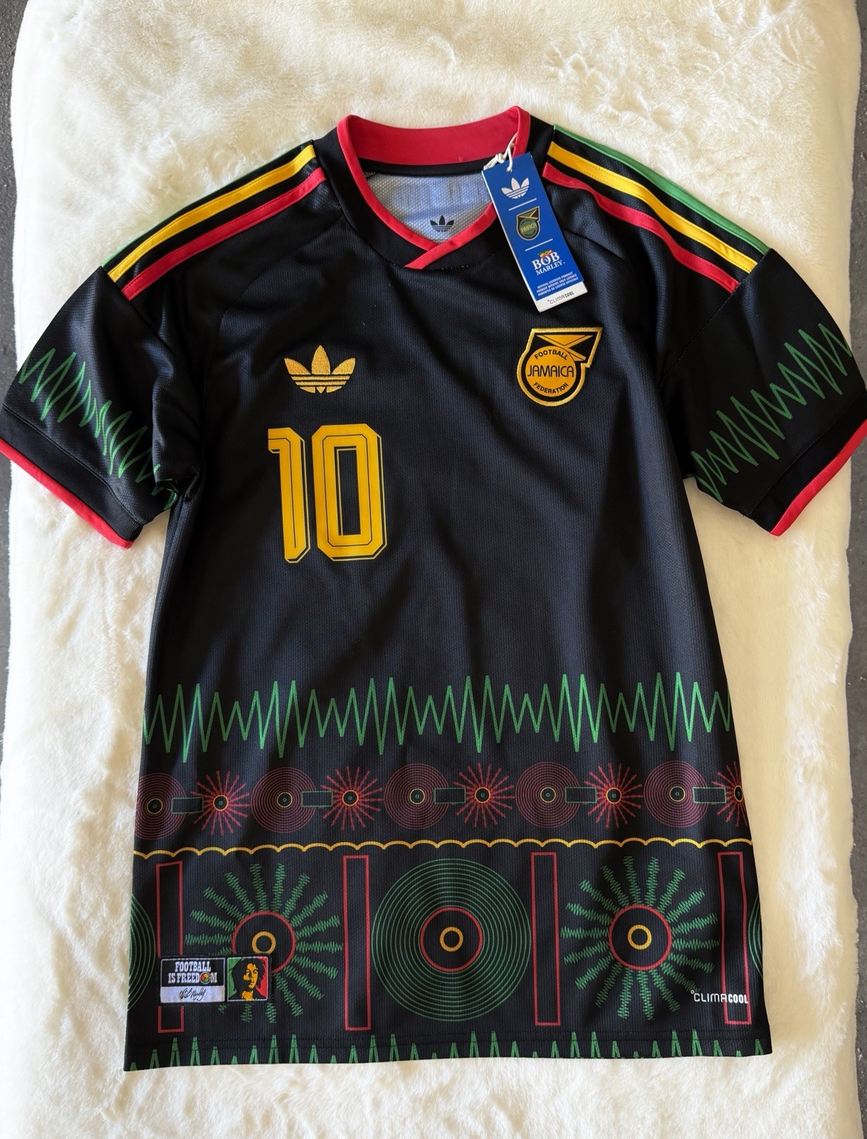 adidas Men's BOB MARLEY Jamaica National Team 2026 Away Replica Jersey, Black