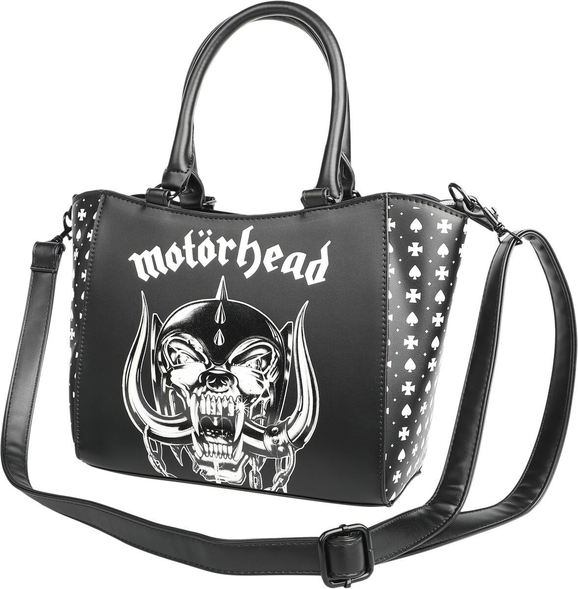 Motorhead Motörhead Vegan Leather Handbag Purse Snaggletooth Metal Black/White