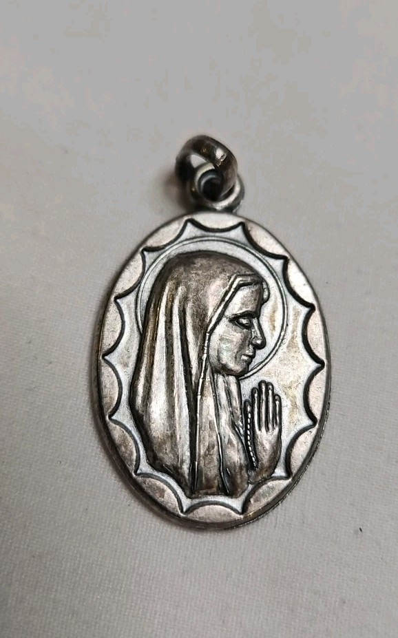 Vintage Catholic Devotional Medal Our Lady of Fatima Silver Italy Religious Vintage Catholic Devotional Medal Our Lady of Fatima Silver Italy Religious