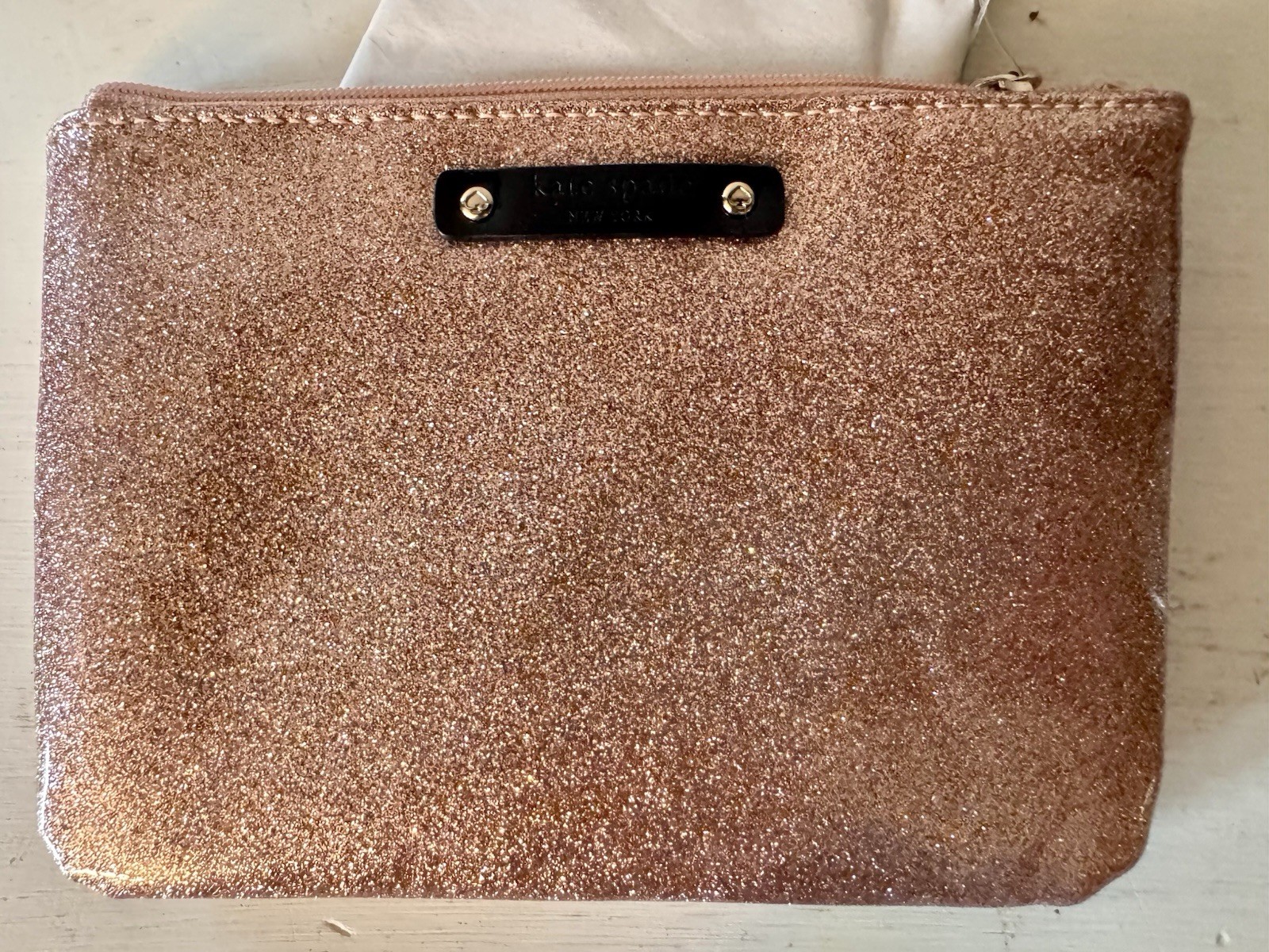 NWT Kate Spade New York Pink Shimmer Glitter Cosmetic Bag Terrace Street Mini