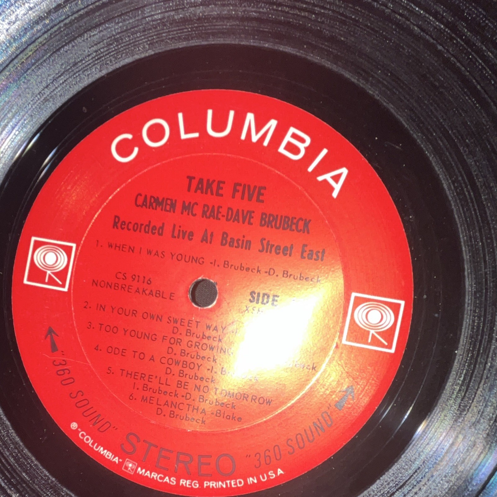 Columbia Carmen McRae & Dave Brubeck Take Five 12 Columbia Carmen McRae & Dave Brubeck Take Five 12