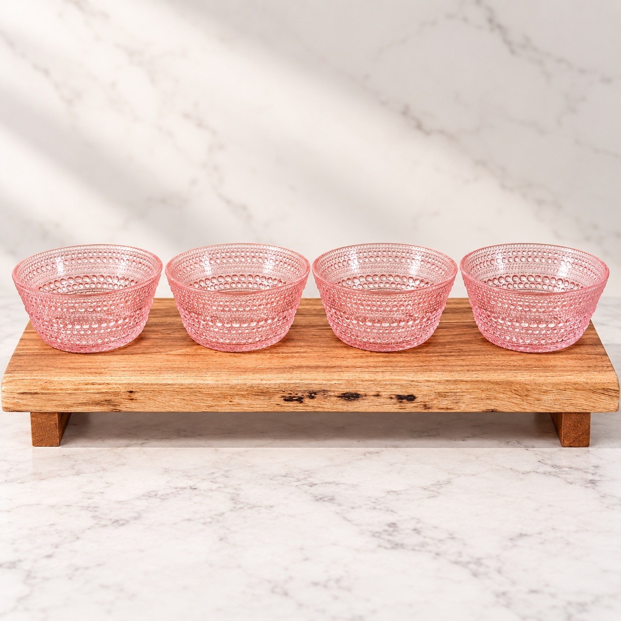 Vintage Iittala Kastehelmi Pink Glass Bowls Oiva Toikka Finland Dewdrop 4\