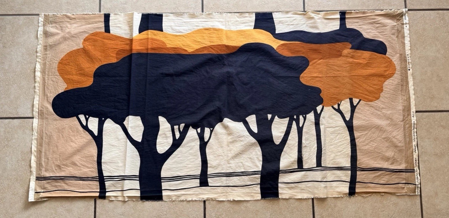 Vintage Apia Fabric By Marjatta Seppala Tampella Finland Wall Art [58 3/4”x29”]