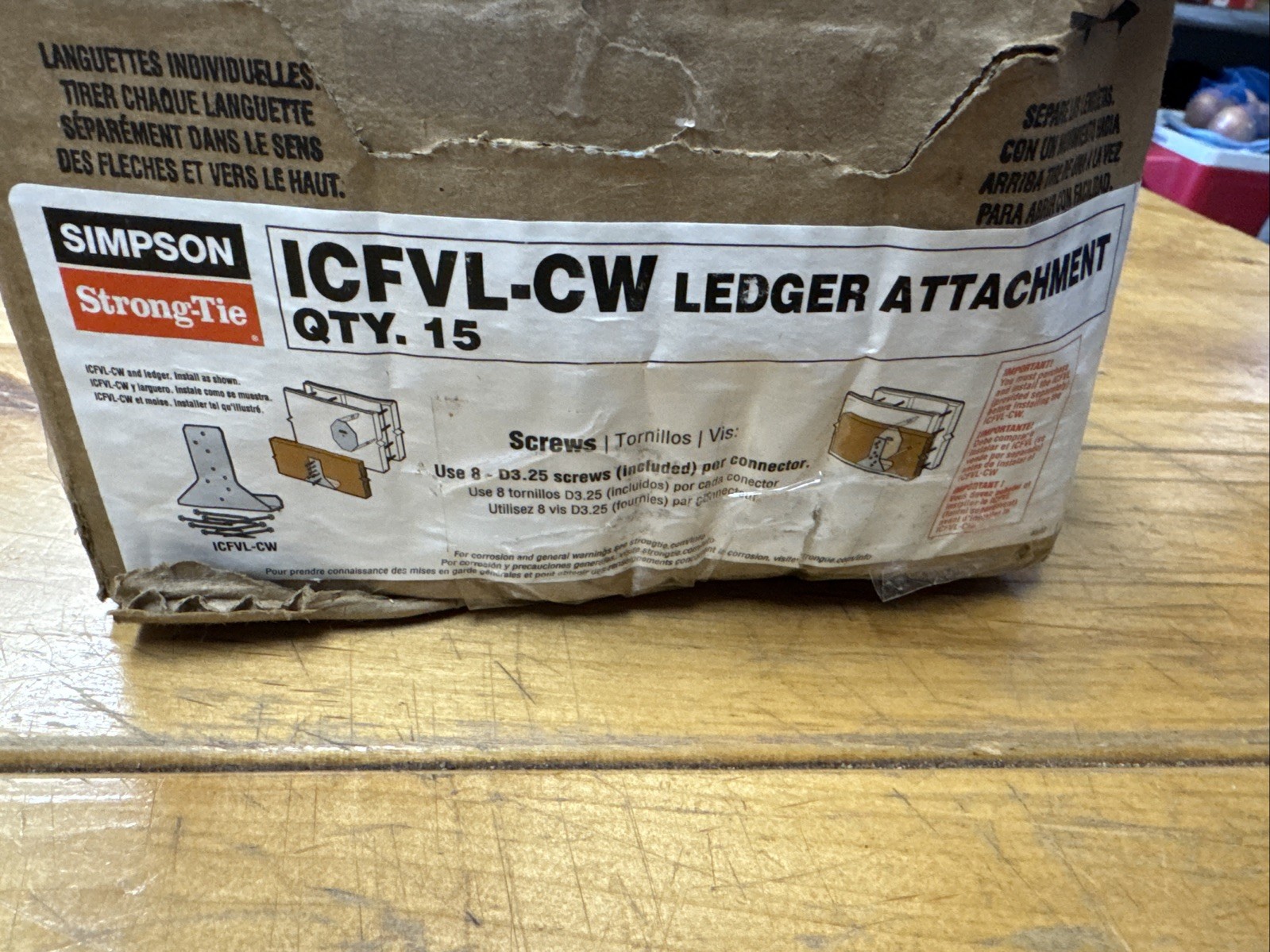 Simpson Strong-Tie ICFVL-CW To Connect Ledger To ICFVL. 15 Pk - OPEN BOX QTY 14 Simpson Strong-Tie ICFVL-CW To Connect Ledger To ICFVL. 15 Pk - OPEN BOX QTY 14