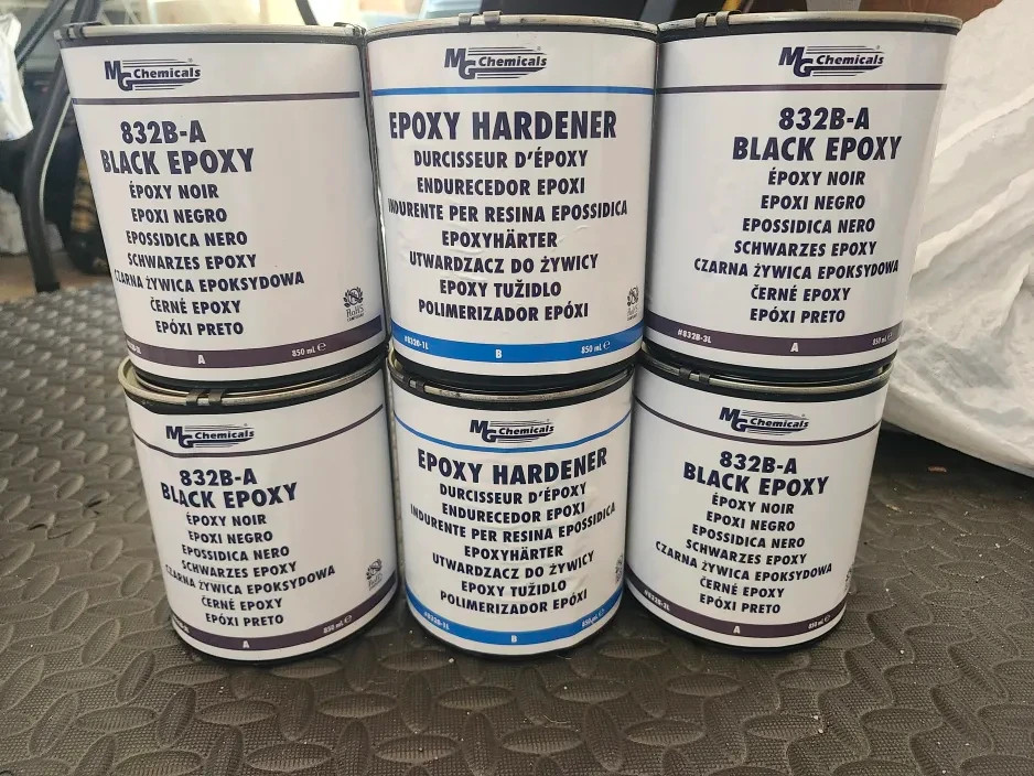 MG Chemicals 832B-A Black Epoxy and Hardener 850ml Six Cans **UNOPENED**