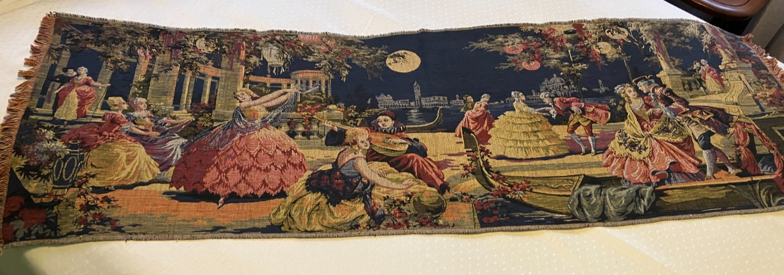Vtg French Pictorial Tapestry Beautiful Romantic Tapestry 58 x 19 inches Vtg French Pictorial Tapestry Beautiful Romantic Tapestry 58 x 19 inches