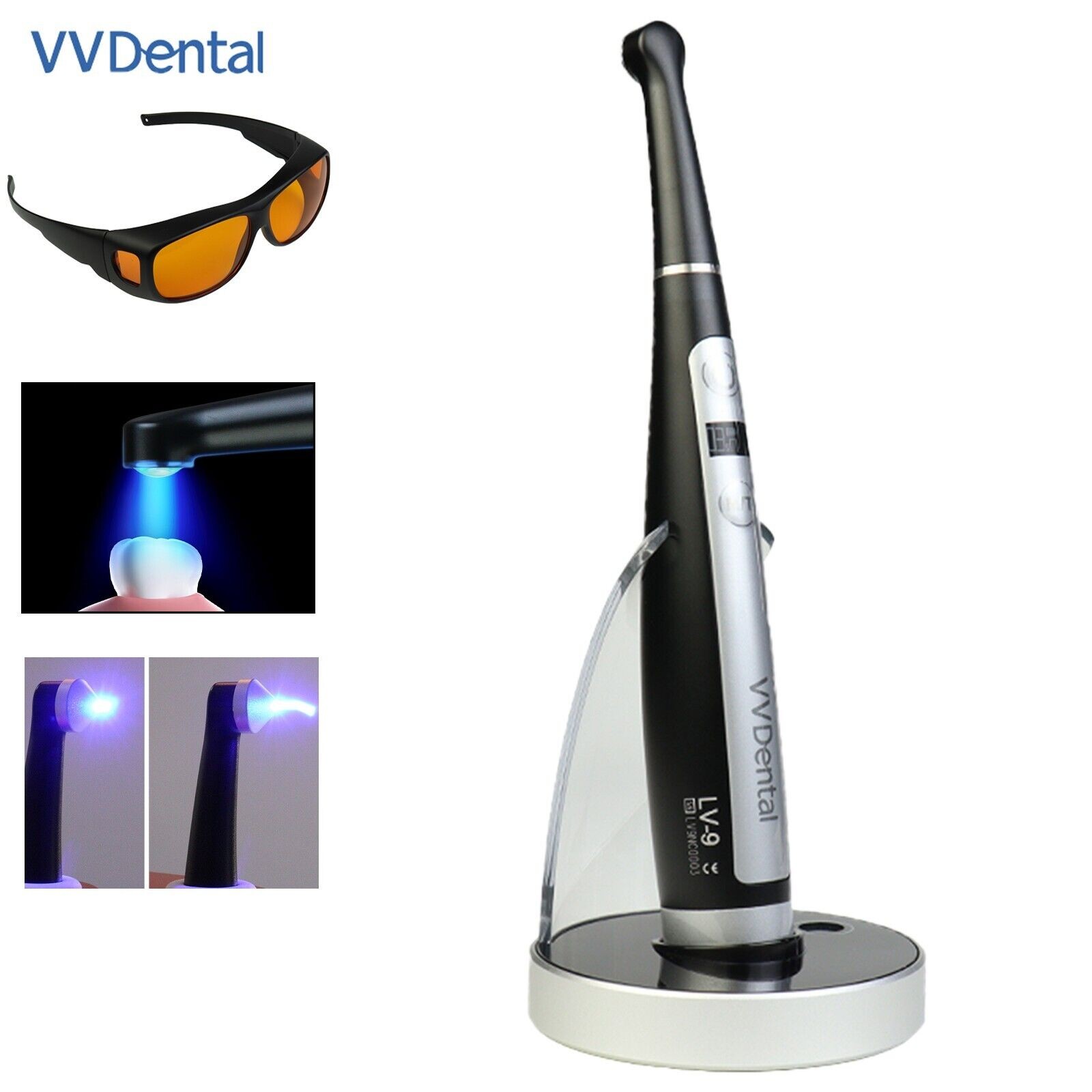 Dental Wireless LED Curing Light 3300mW Cordless Resin Cure Lamp Tooth Whitening