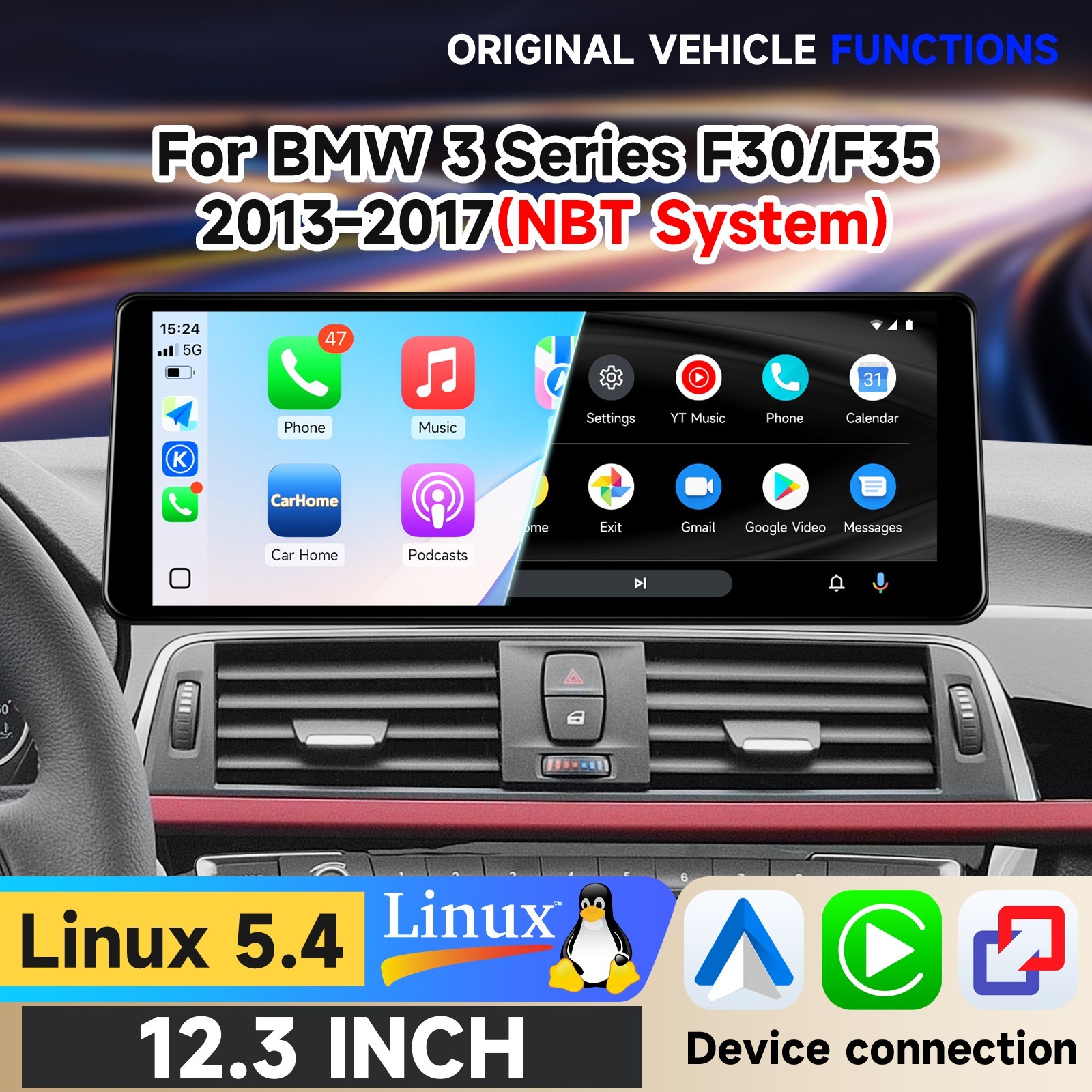 12.3\'Wireless CarPlay Touchscreen Stereo For BMW NBT F30 F31 F32 F33 F34 F36 F80