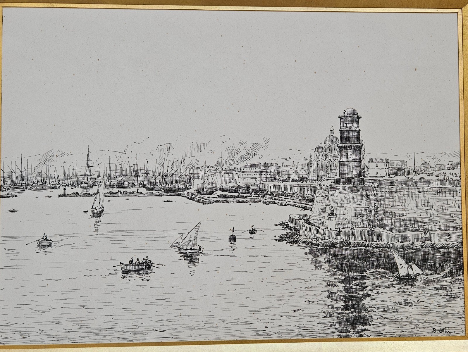 Le port de Marseille - la Joliette by Jean-Baptiste OLIVE 1848-1936
