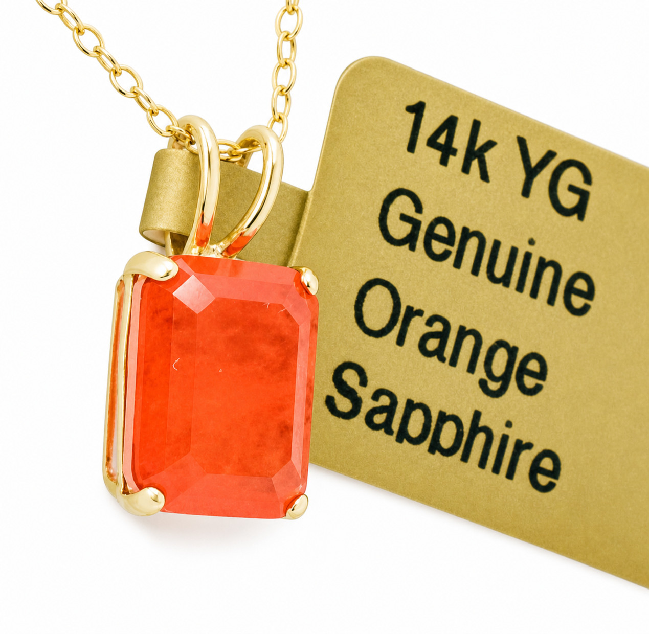 GENUINE 1.14 Cts PADPARADSCHA SAPPHIRE PENDANT 14K YELLOW GOLD - Free Appraisal