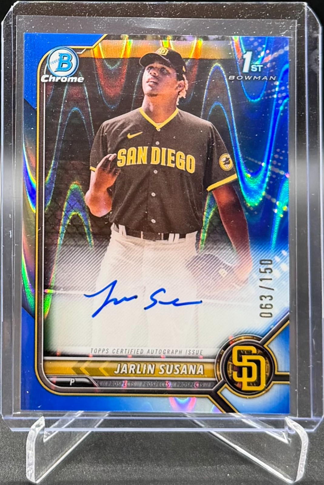 Jarlin Susana - 2022 Bowman Chrome Prospect 1st Auto Blue RayWave /150 #CPA-JSA