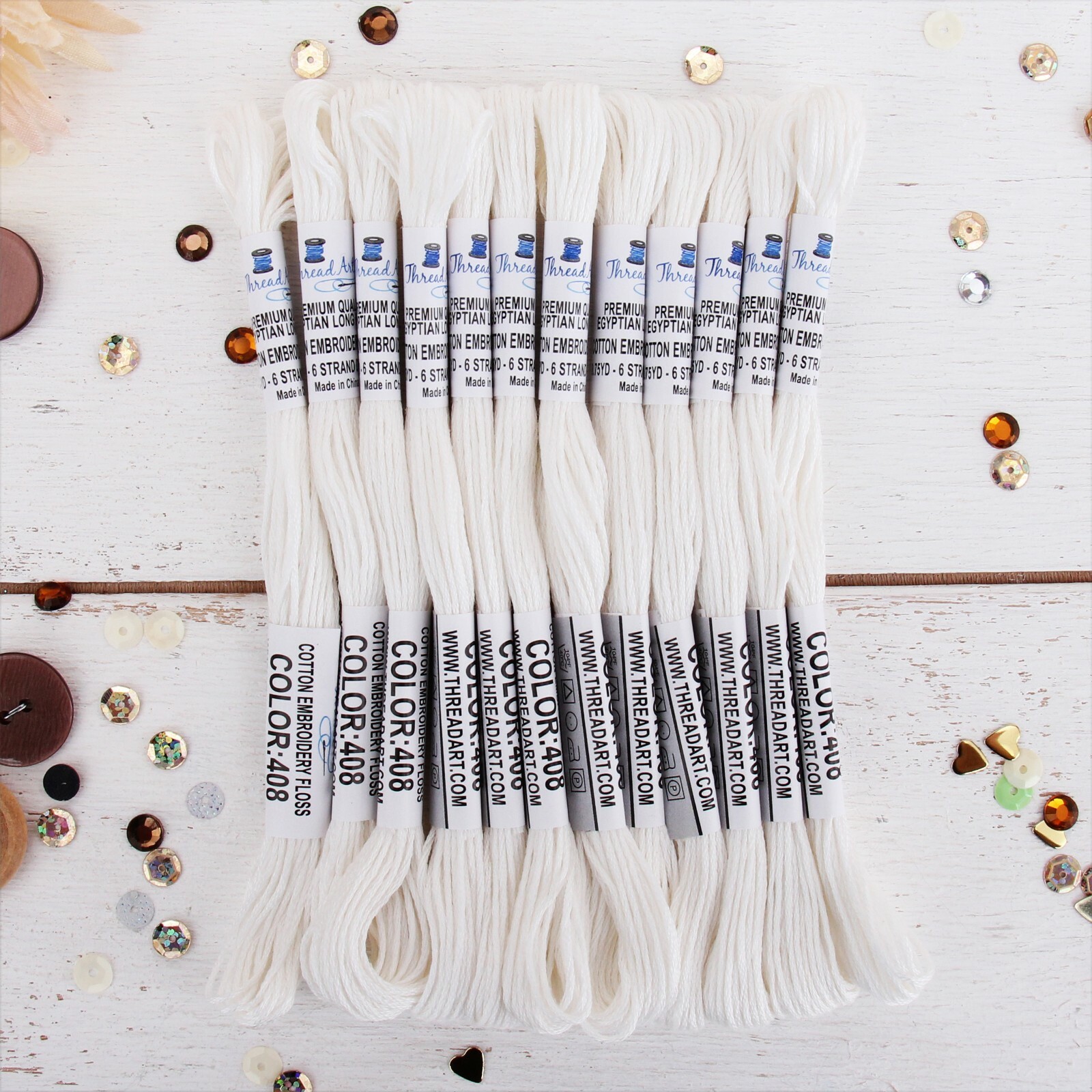 Box of 12 Premium Cotton Embroidery Floss in 50 Colors - Hand Embroidery Thread