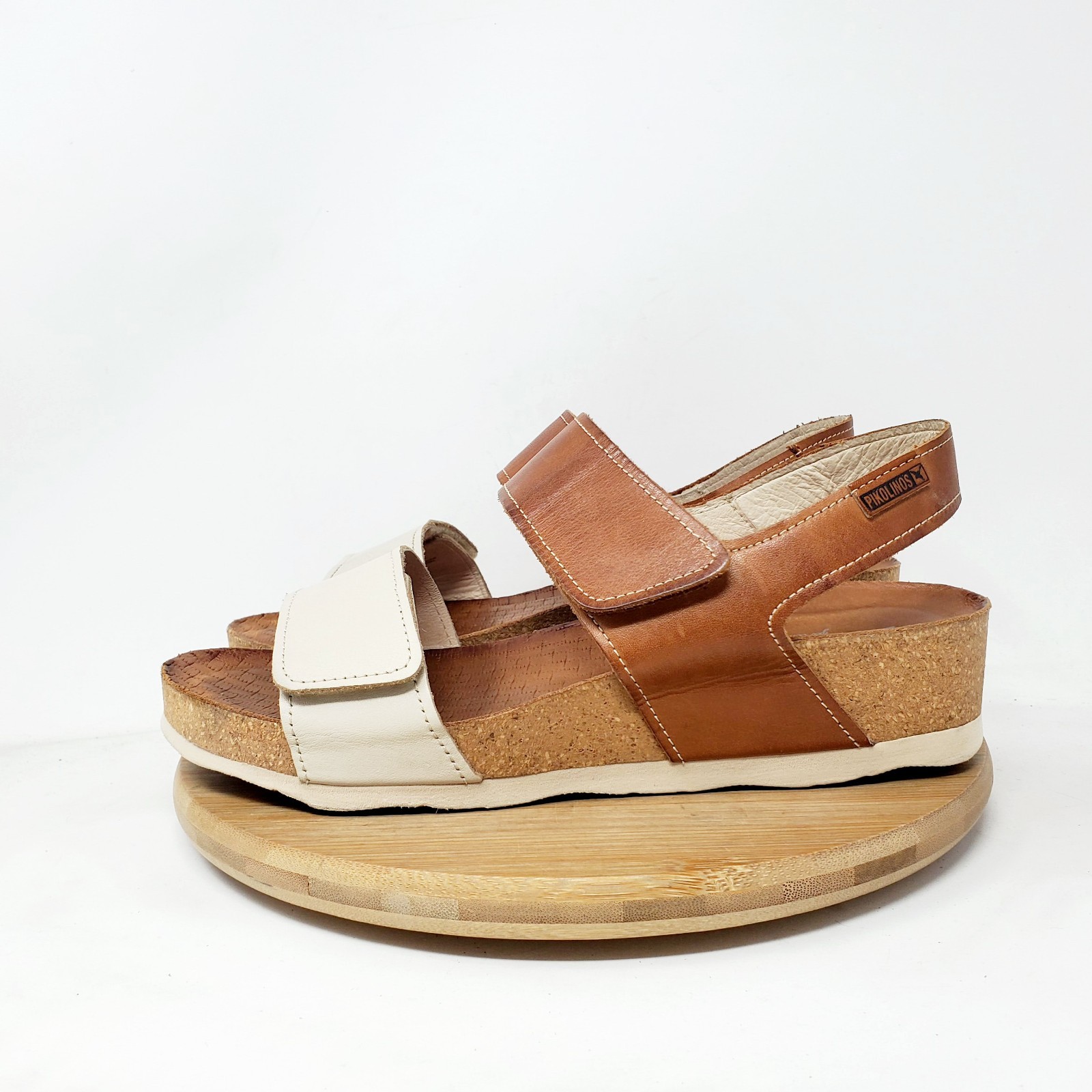 PIKOLINOS Mahon Sandals Womens 38 W9E-0503C1 Brown Leather Boho Low Wedge Shoes