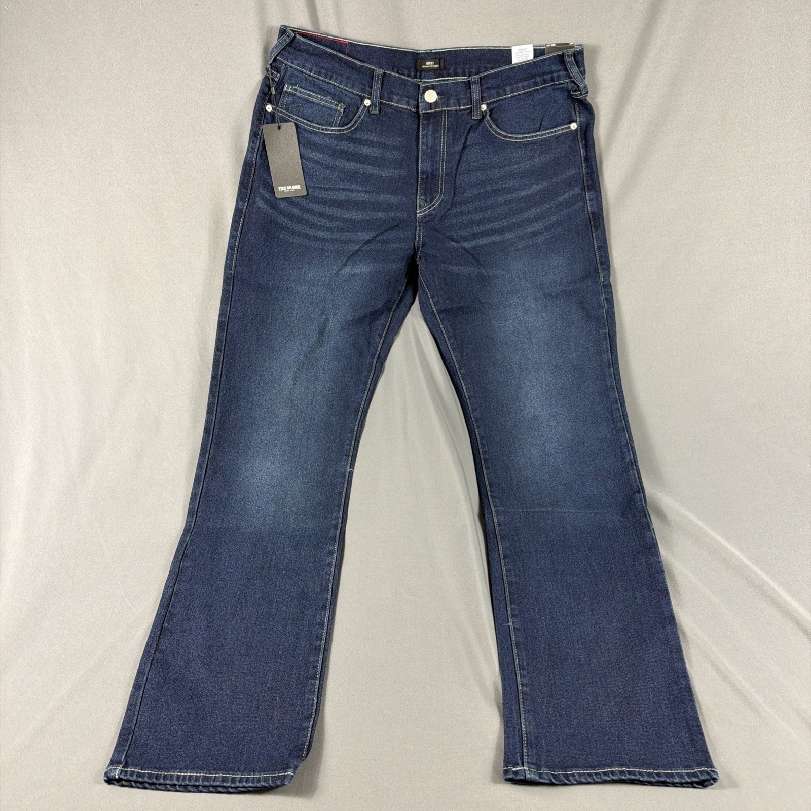 True Religion Jeans Ricky SN Flap Straight 36 x 34 Light Wintergreen MSRP $164