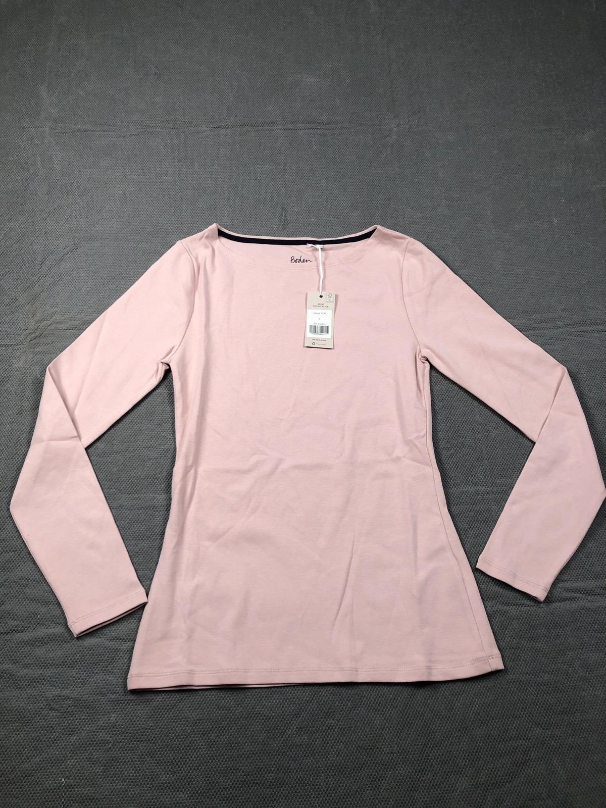 Boden T Shirt Womens S Pink Boat Neck Long Sleeve Cotton Jersey Basic Top NWT