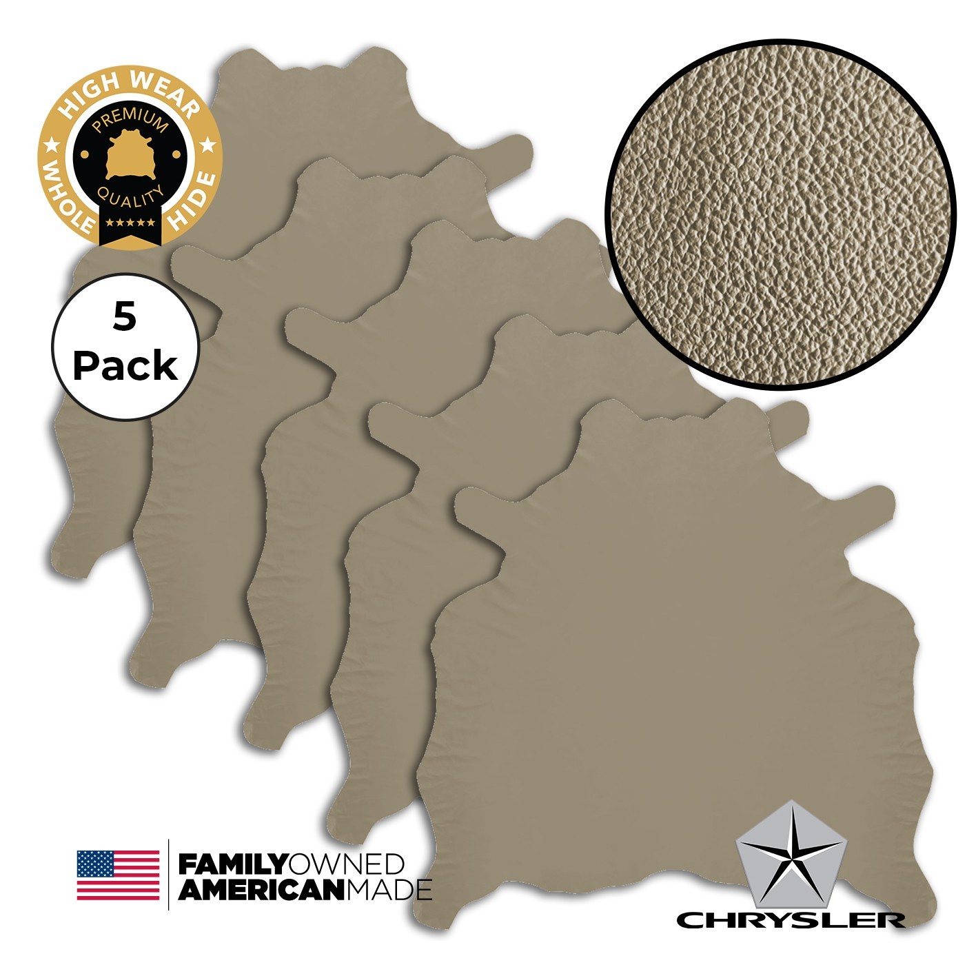 5X GENUINE BEIGE WHOLE HIDE 42 SQFT LEATHER COW AUTO UPHOLSTERY XL COWHIDE TAUPE