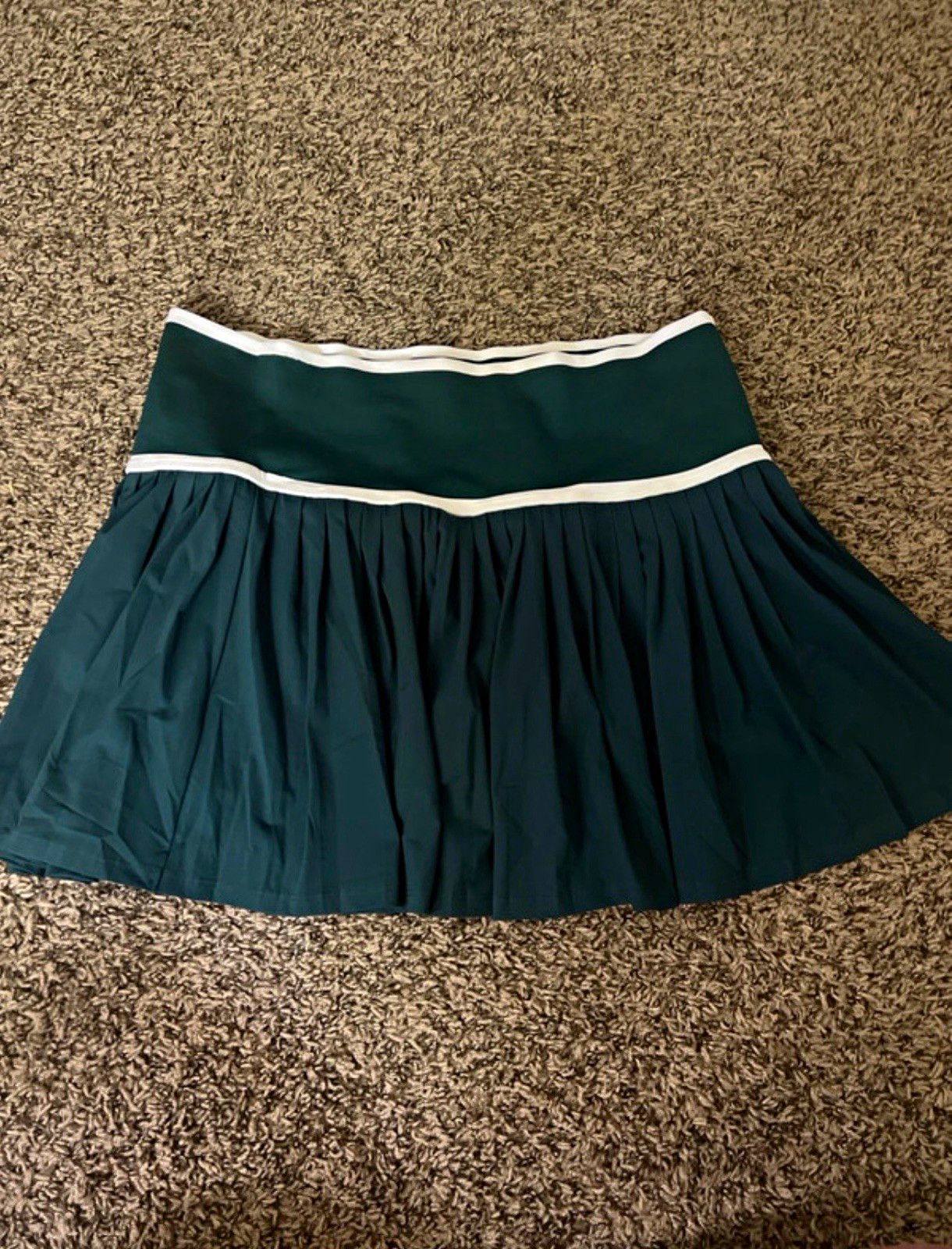 Calia Women’s Pleated Skirt Green with White Trim Short Solid Regular XL