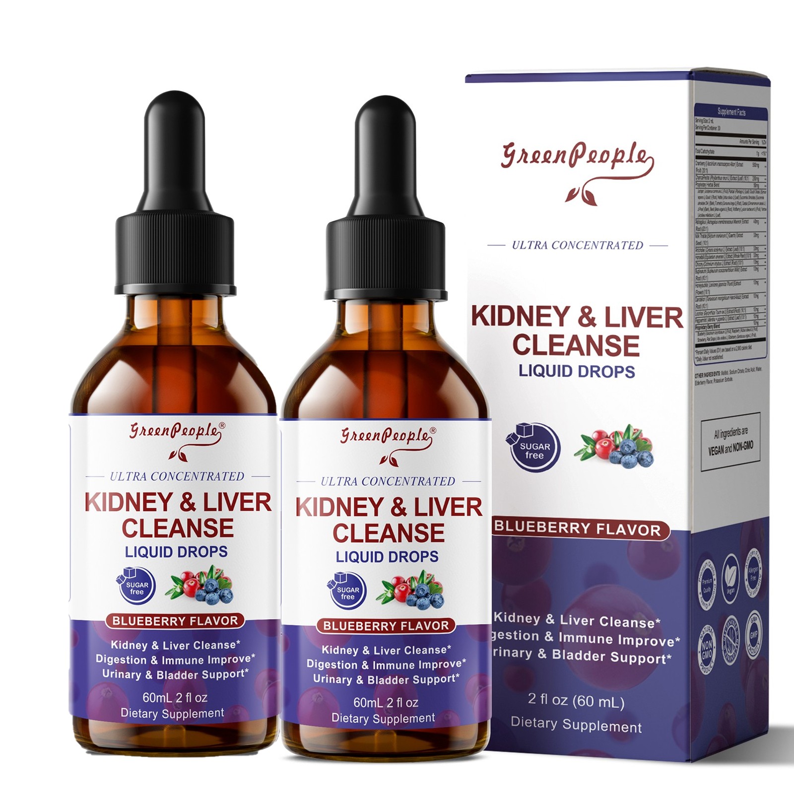 2-PACK Kidney Cleanse Detox & Repair Drops Urinary Tract And Liver Cleanse
