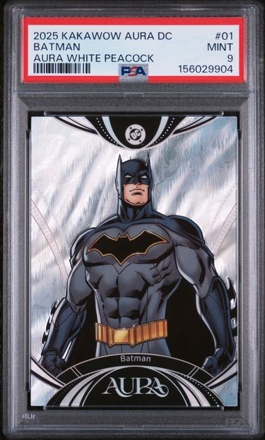 2025 KAKAWOW AURA DC BATMAN AURA WHITE PEACOCK /5 #1 PSA 9