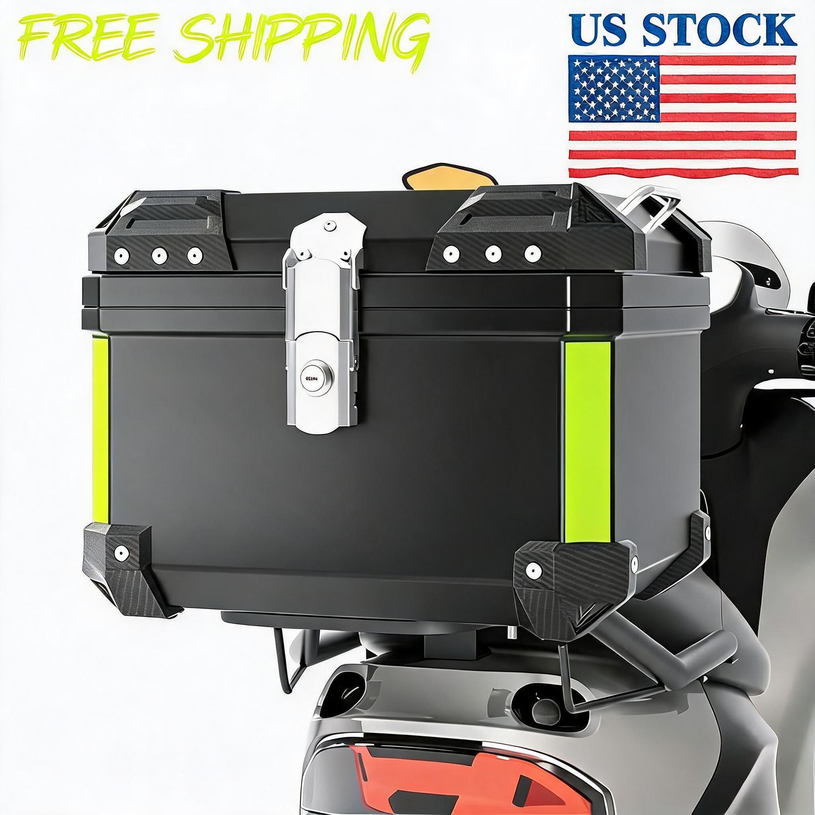 45L Motorcycle Top Case, ABS Waterproof Dustproof Rear Tour Tail Box with LOCK