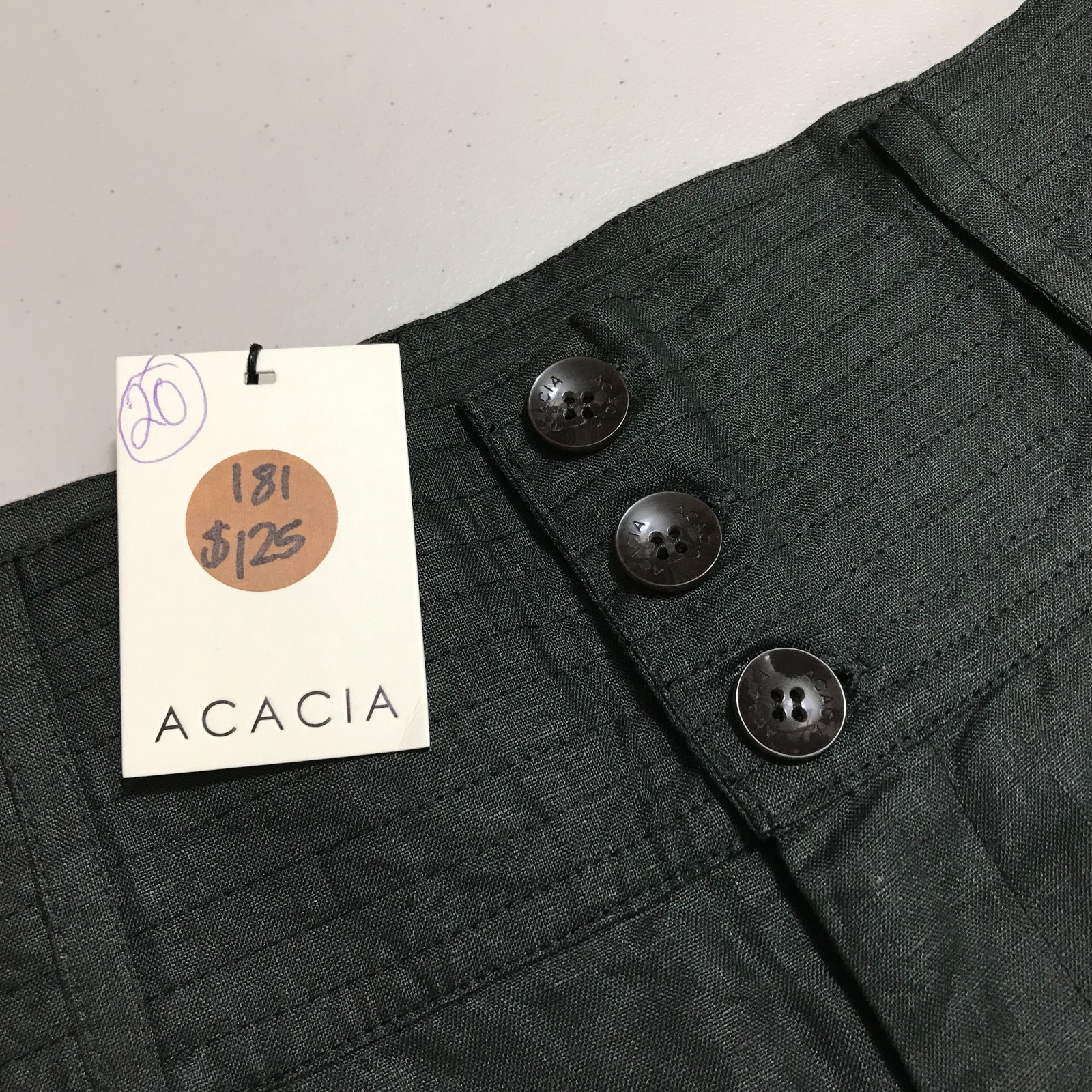 NWT Acacia Swimwear Collin Linen High Waisted Shorts Three Button Corset Waist M NWT Acacia Swimwear Collin Linen High Waisted Shorts Three Button Corset Waist M