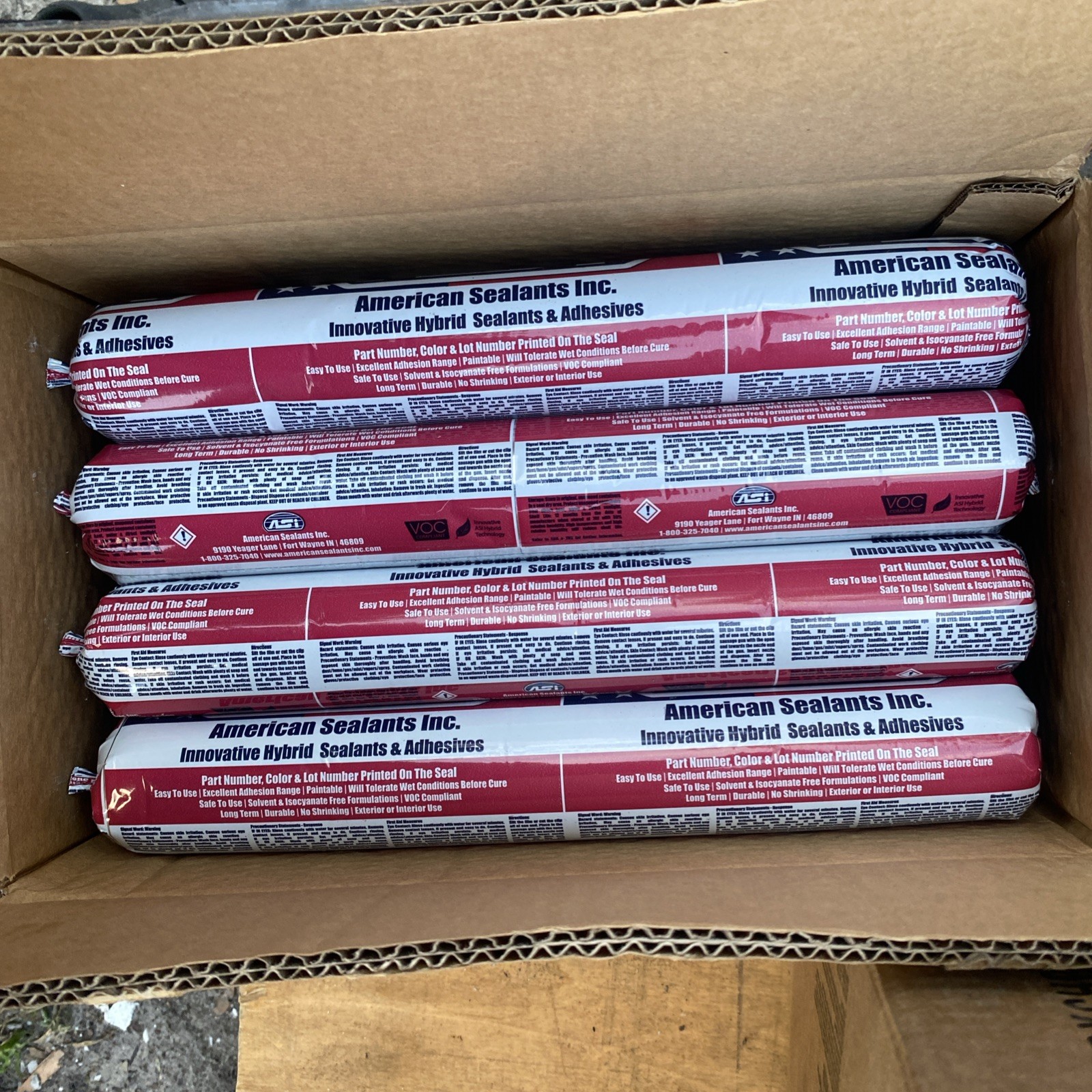 12 Pack- ASI-55 Industrial & Construction Sealant / Adhesive Sausage- White 20oz