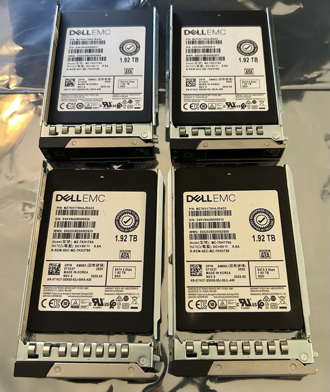 Qty.4 Dell EMC 1.92tb Sata 6Gbps SSD Drives 071K37 MZ-7KH1T9A 99%
