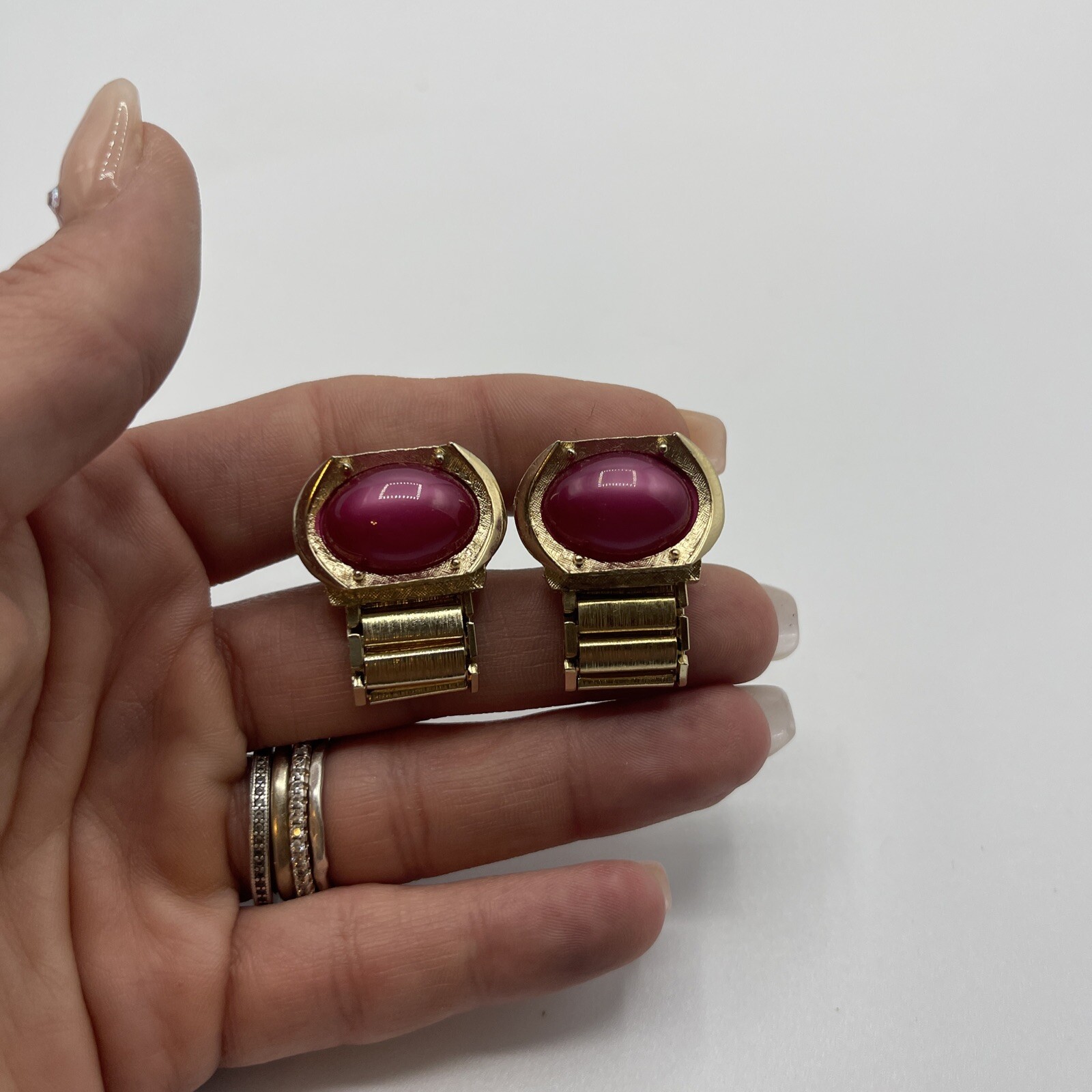 Vintage Cufflinks Wrap Around Gold Tone   #C833