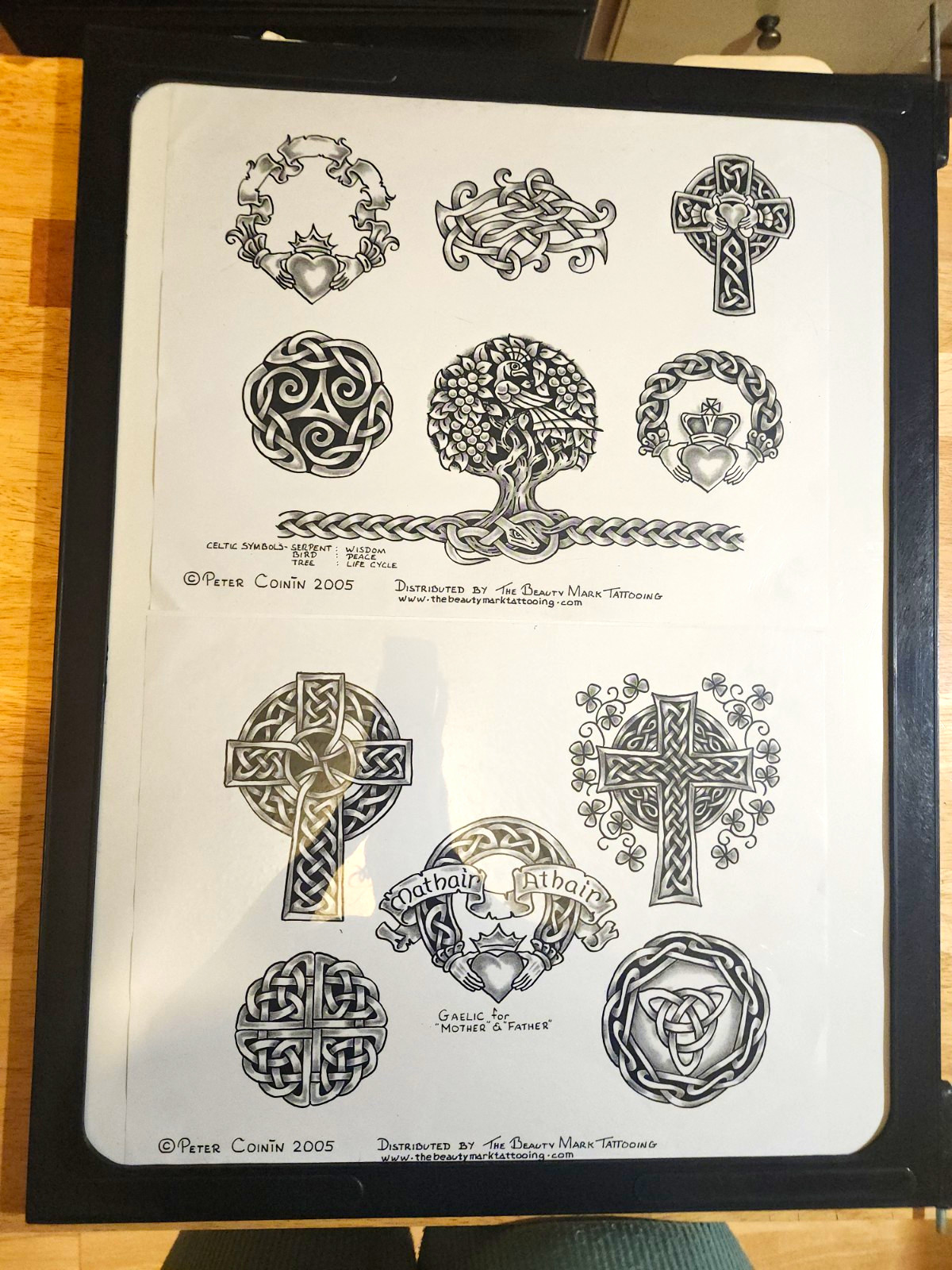 2005 Peter Coinin Tattoo Flash Sheets Celtic Irish Dragon Cross Beauty Mark Lot