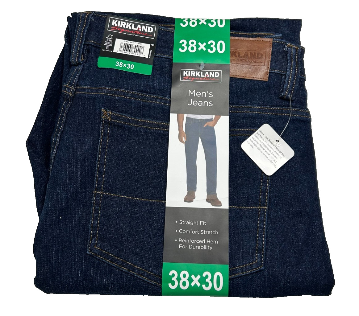 Kirkland Signature Mens Straight Fit Jean, Dark Blue, Denim, Size 38x30 Kirkland Signature Mens Straight Fit Jean, Dark Blue, Denim, Size 38x30