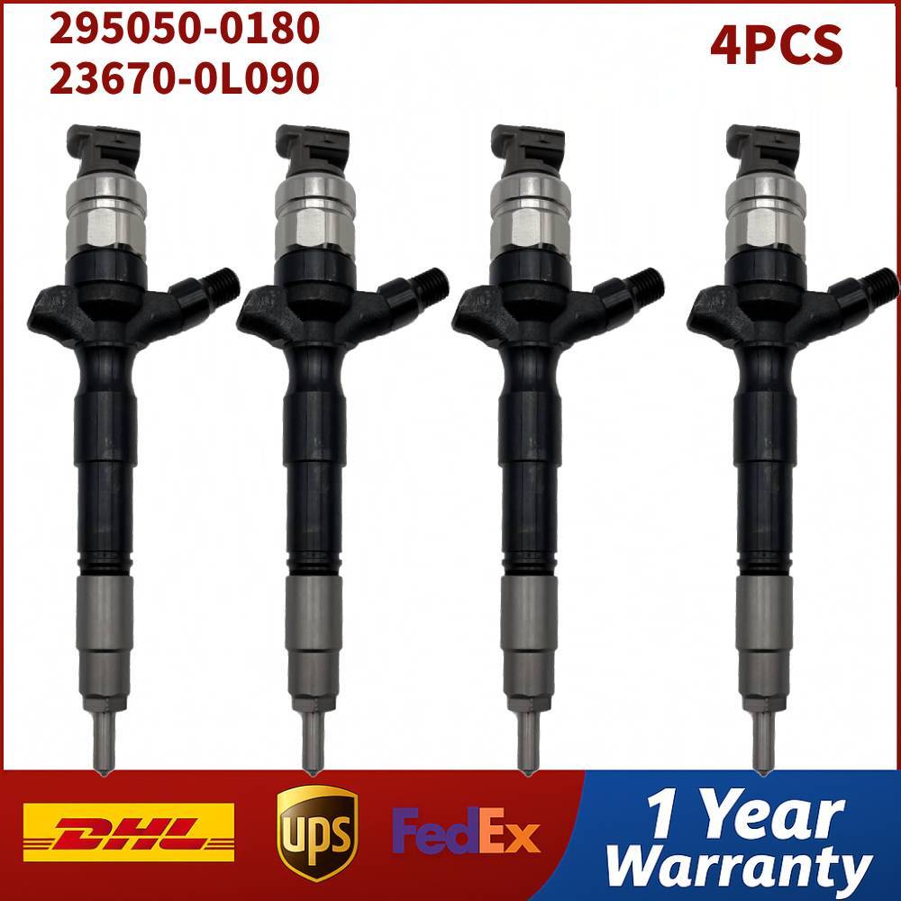 4PCS Fuel Injector 295050-0180 23670-0L090 for Toyota Hilux 1KD-FTV 2KD-FTV D-4D