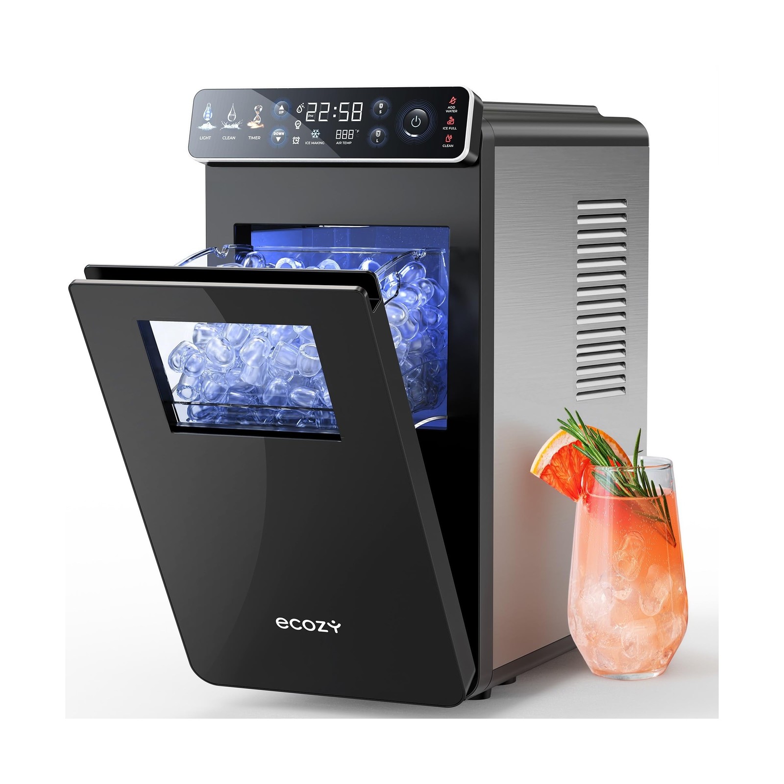 ecozy Small Ice Maker with Full-Color Panel & Timer Function, 26 lbs/Day ecozy Small Ice Maker with Full-Color Panel & Timer Function, 26 lbs/Day