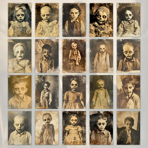 20 Halloween Postcard Lot Retro Vintage Creepy Kids Scary Zombie Black Eyes NEW
