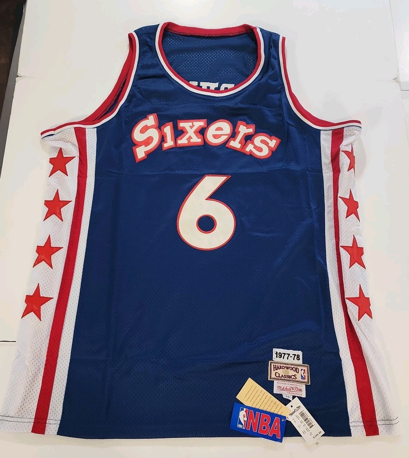 Vtg Mitchell & Ness 1977 Julius Erving Dr J Philadelphia 76ers Jersey 56 3XL