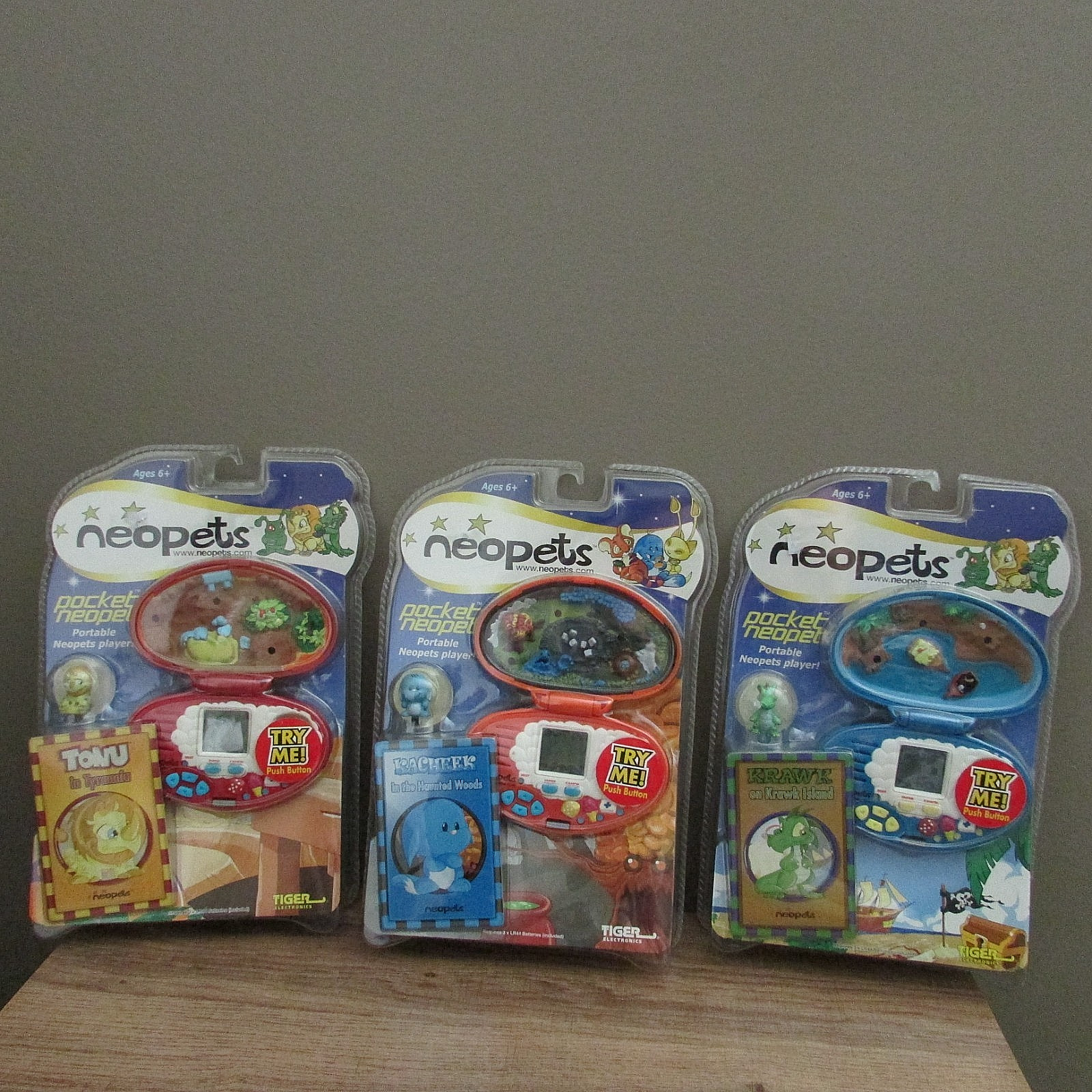Vtg Tiger 3 Electronics 2003 Neopets Pocket Tonu-krawk-kacheek-New-sealed