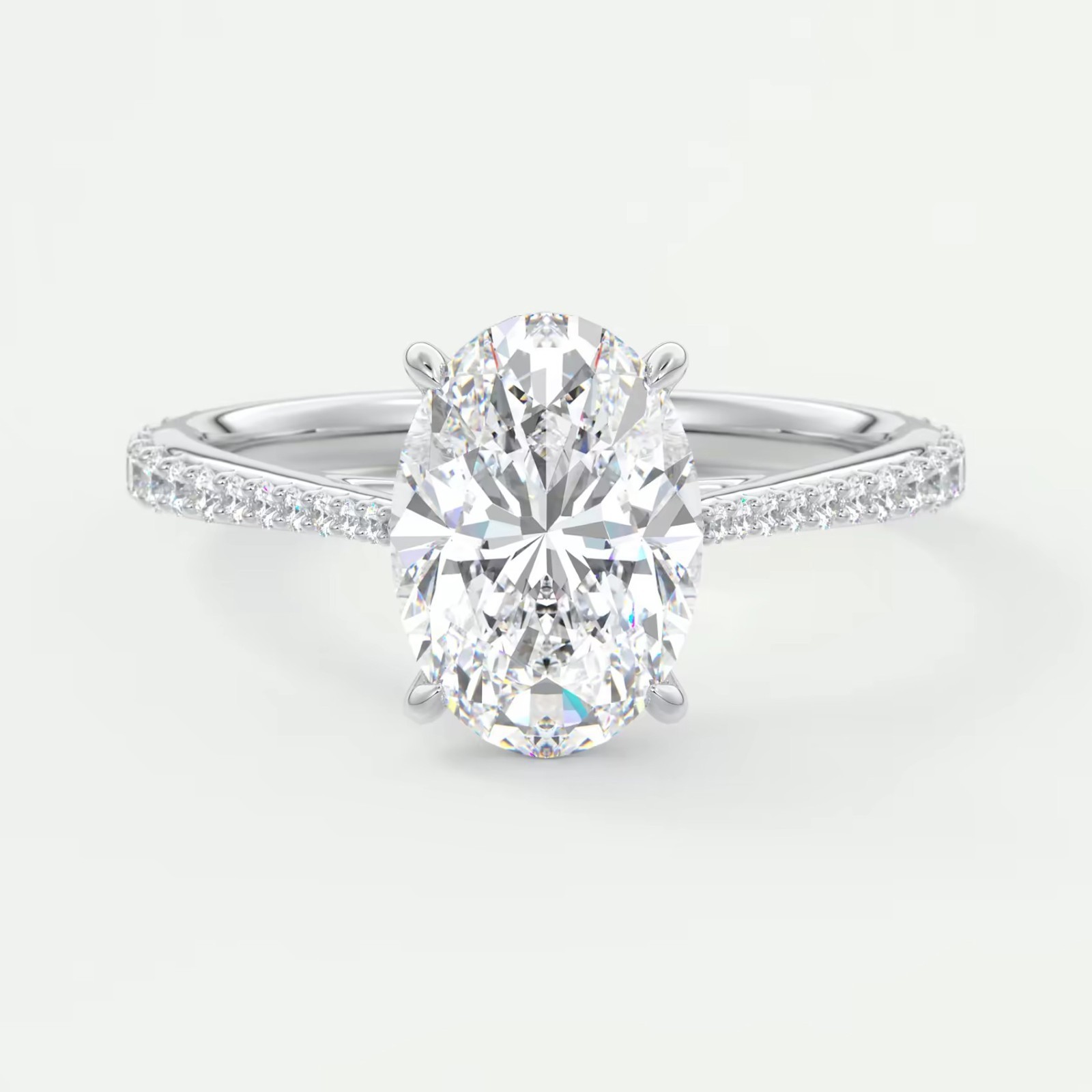 2.30ct IGI Certified Oval Cut Lab Grown Diamond Engagement Ring 14k White Gold