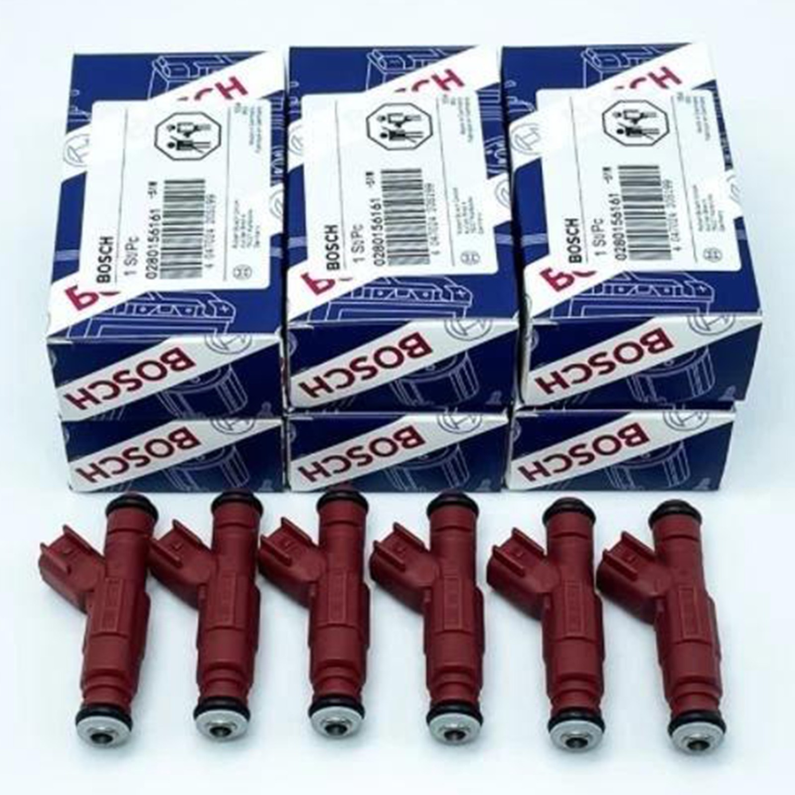 6x Genuine Bosch 0280156161 12 Hole Fuel Injectors for 1999-2004 Jeep 4.0L