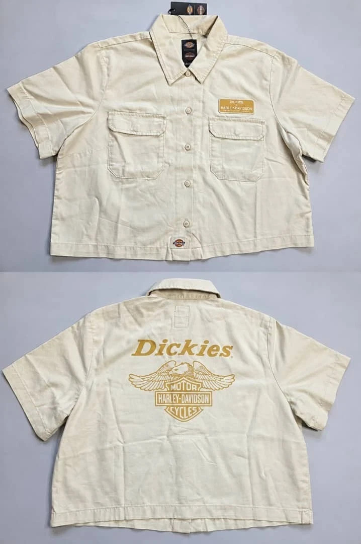 DICKIES X HARLEY DAVIDSON WOMEN'S TWILL CREAM KHAKI WORK SHIRT