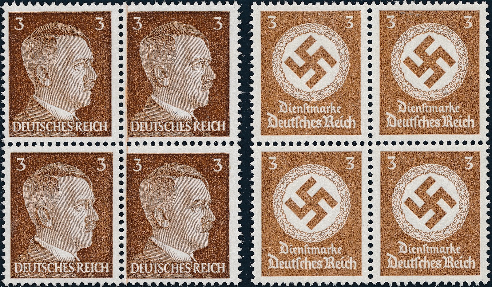 BS Stamp Selection Germany Block WWII 3rd Reich Hitler Official 3PF Pair MNH