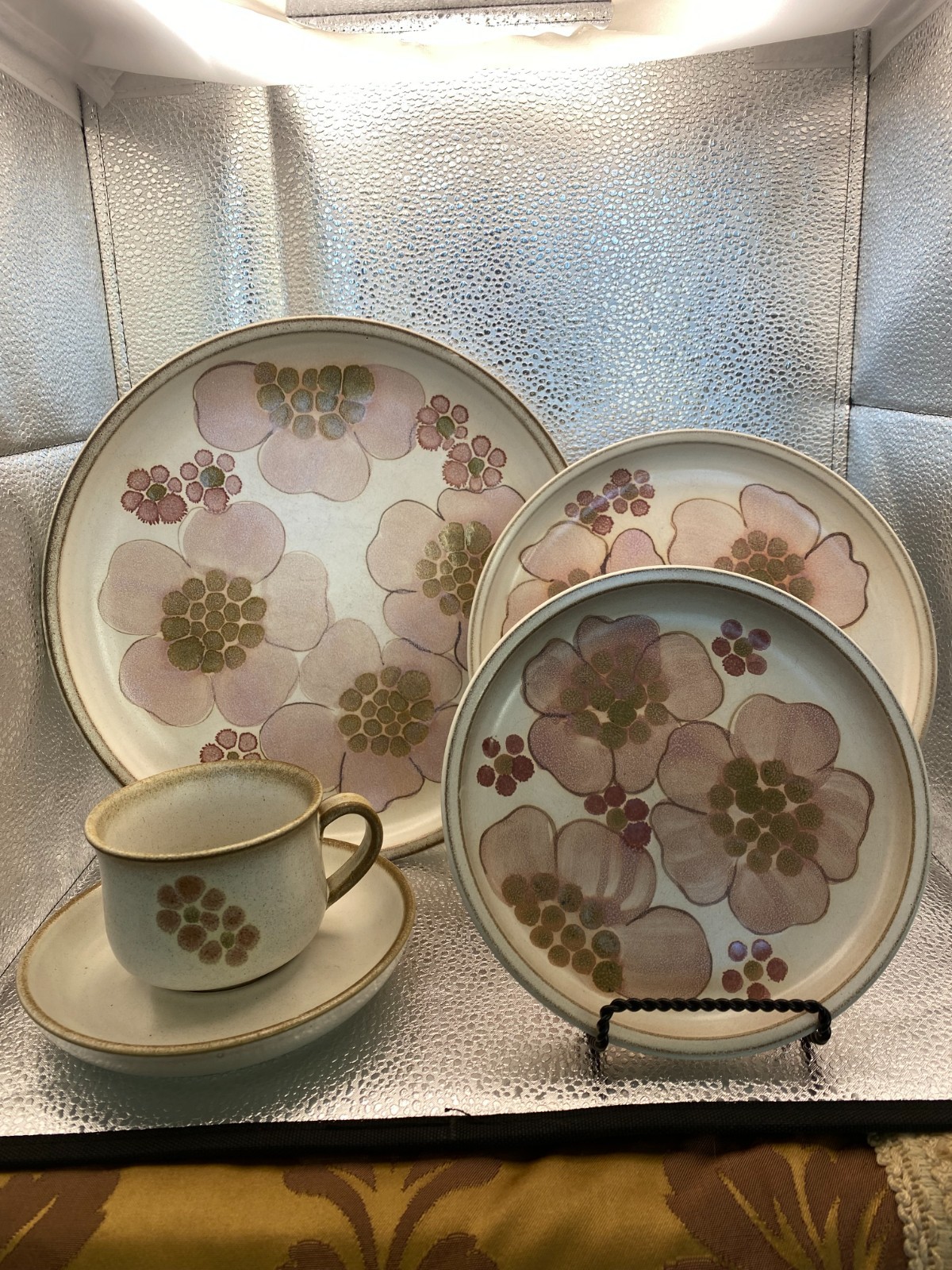 Denby-Langley Gypsy Pattern, Vintage, England, Stoneware 5-piece place, serve 4