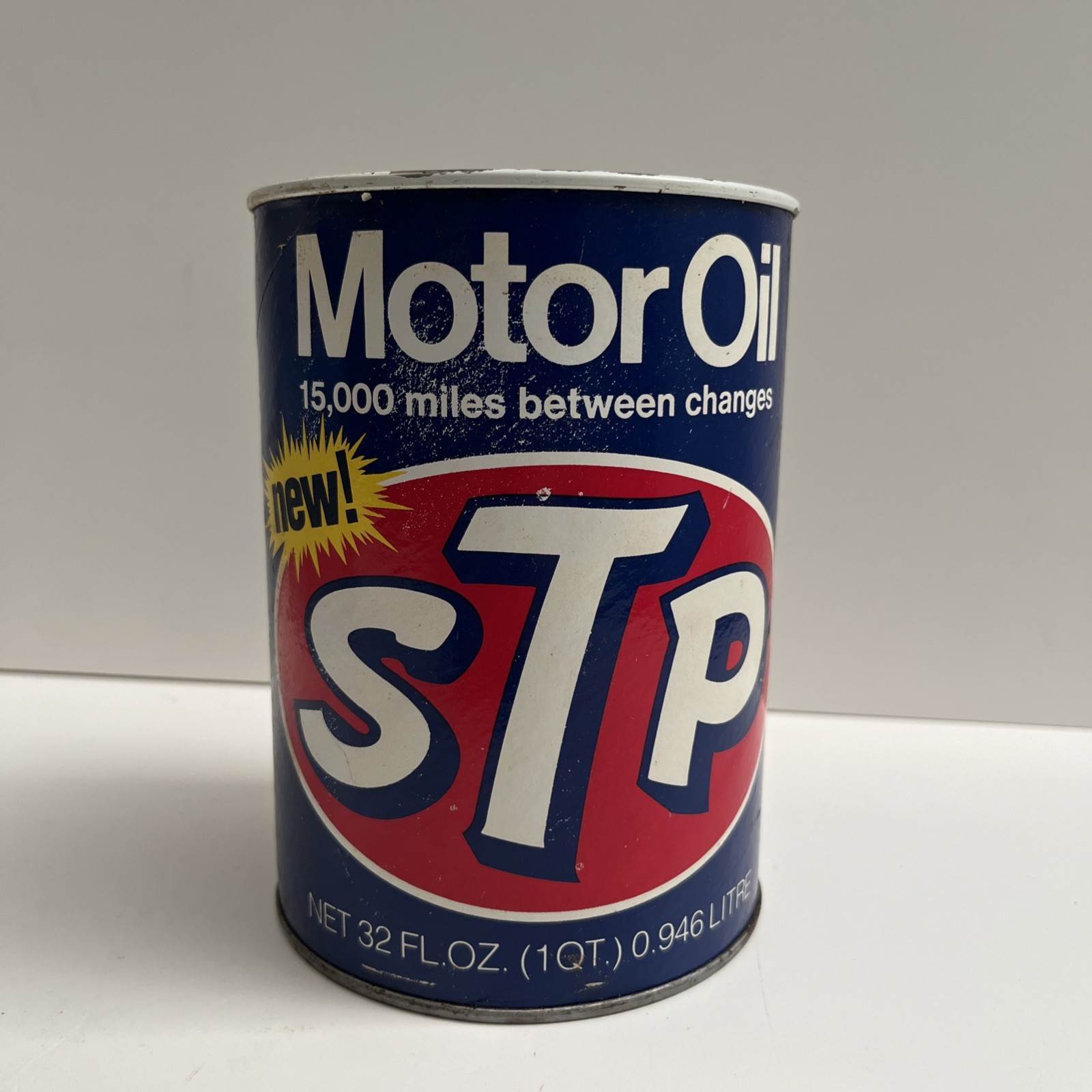 Vintage 1976 STP Motor Oil Can Paper & Metal SAE 10W-20W-50 FULL