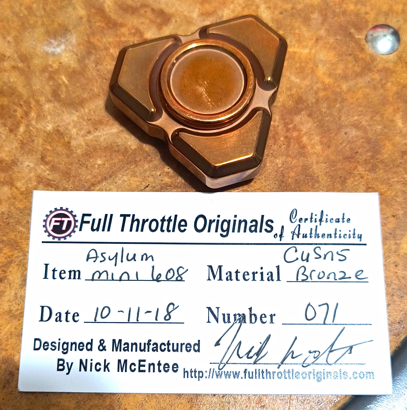 Full Throttle Originals Asylum Bronze Mini 608 Hand Spinner Full Ceramic 2018 Full Throttle Originals Asylum Bronze Mini 608 Hand Spinner Full Ceramic 2018