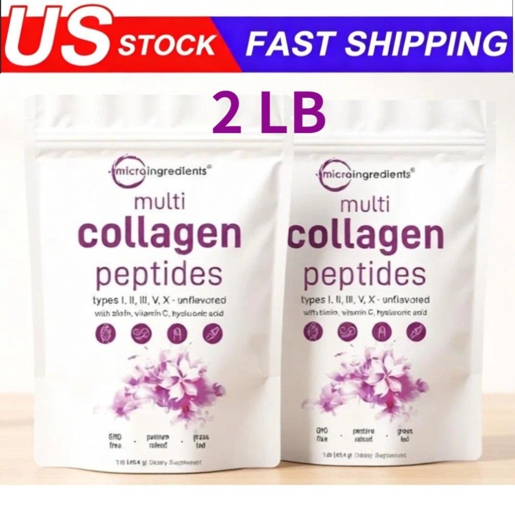 2 PCS Micro Ingredients 1 lb Multi Collagen Peptides Powder – Types I,II,III,V,X