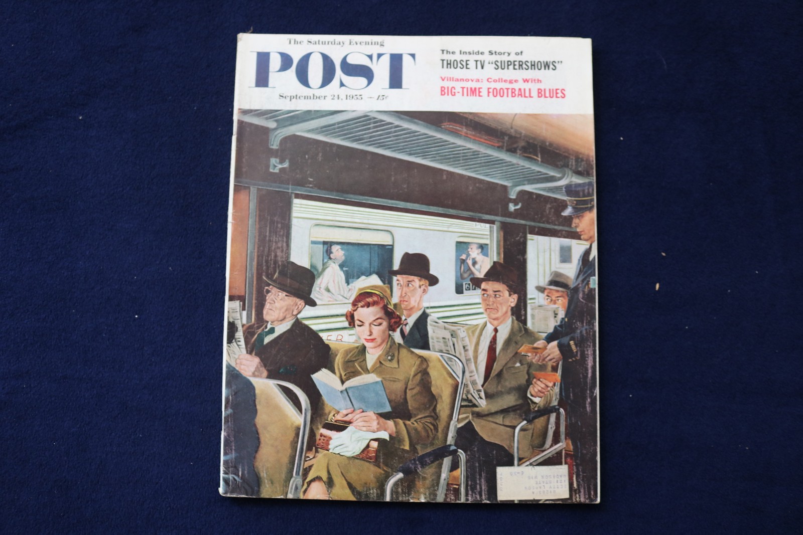 1955 SEPTEMBER 24 THE SATURDAY EVENING POST MAGAZINE - PEOPLE ON TRAIN - E 34167